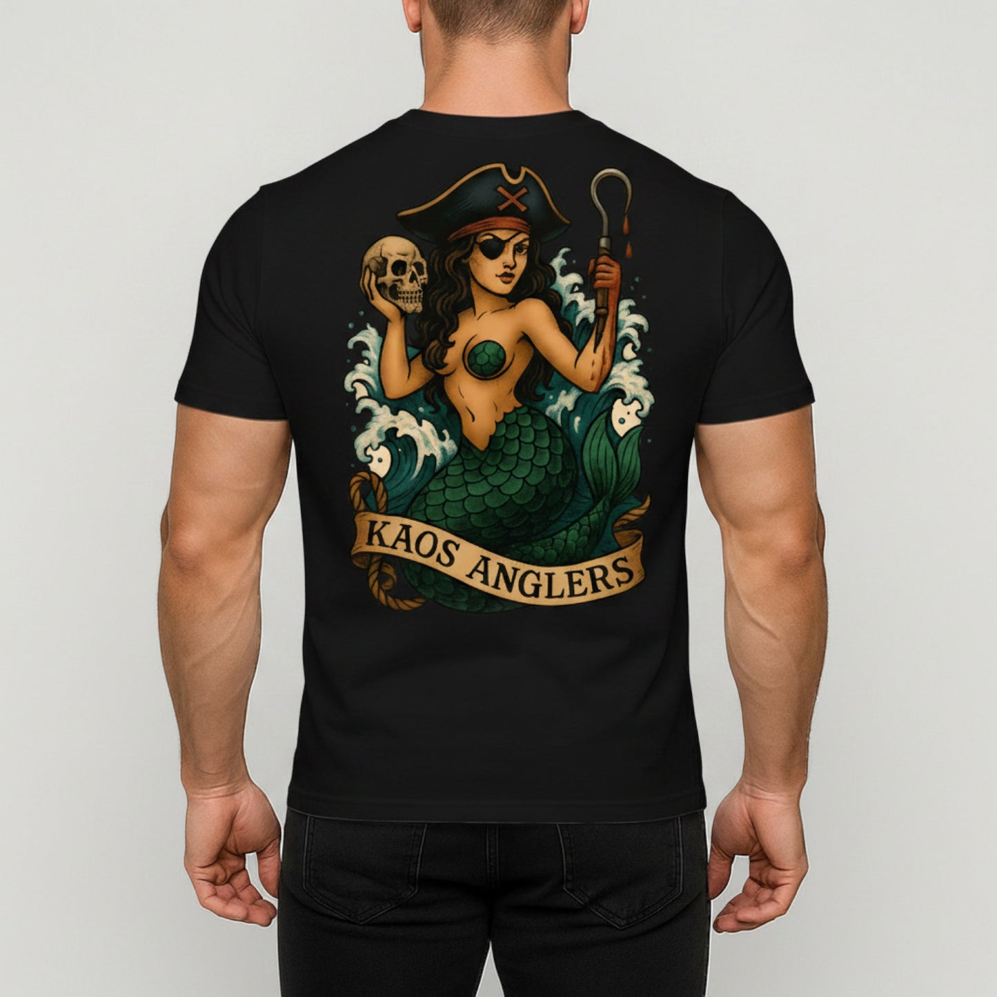 KAOS Anglers Pirate Mermaid Skull Hook T-Shirt | KAOS CLOTHING D496