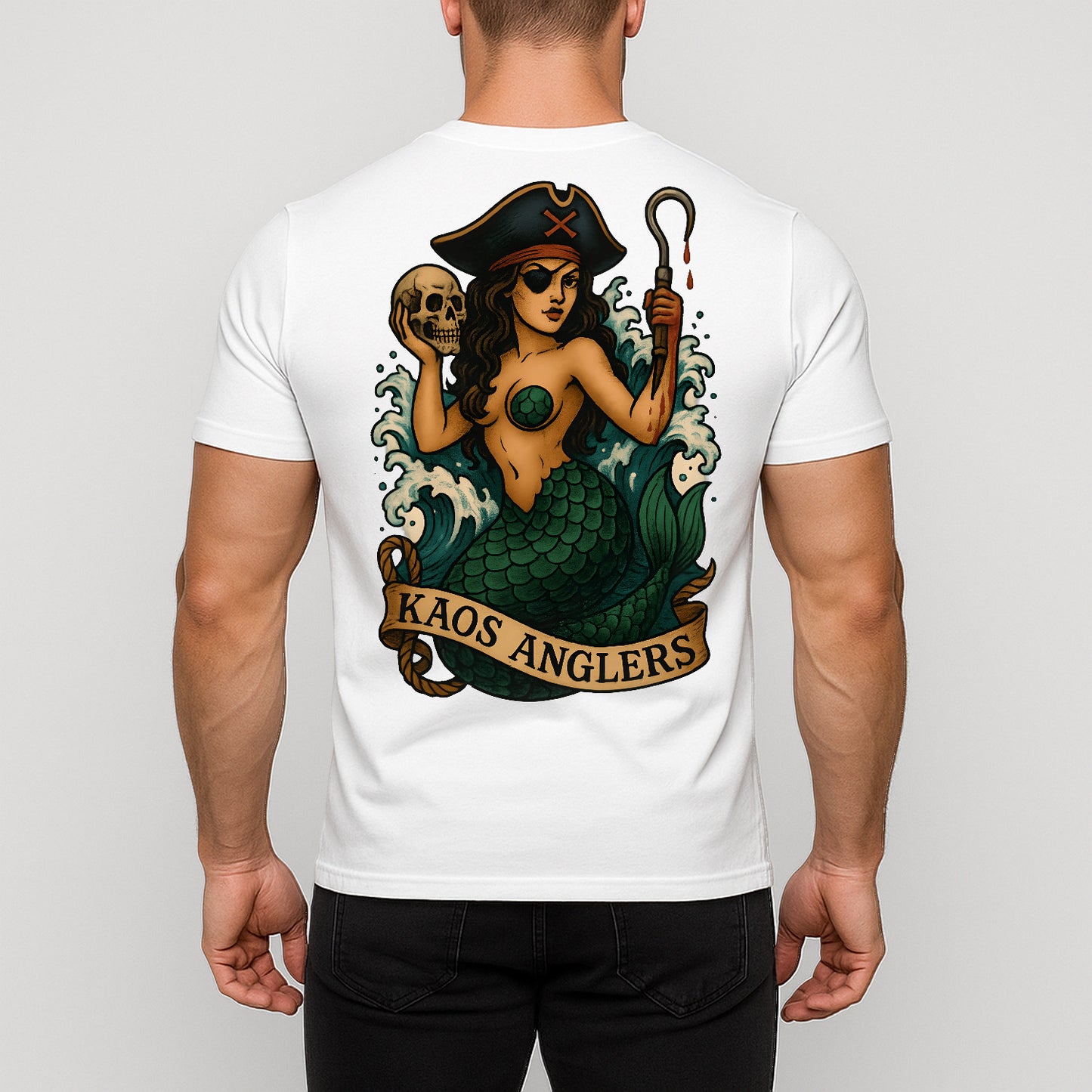 KAOS Anglers Pirate Mermaid Skull Hook T-Shirt | KAOS CLOTHING D496