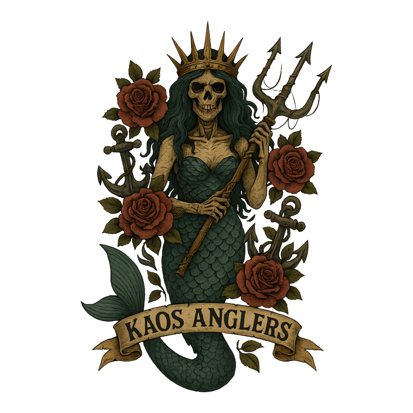 KAOS Anglers Skeleton Mermaid Queen T-Shirt | KAOS CLOTHING D499