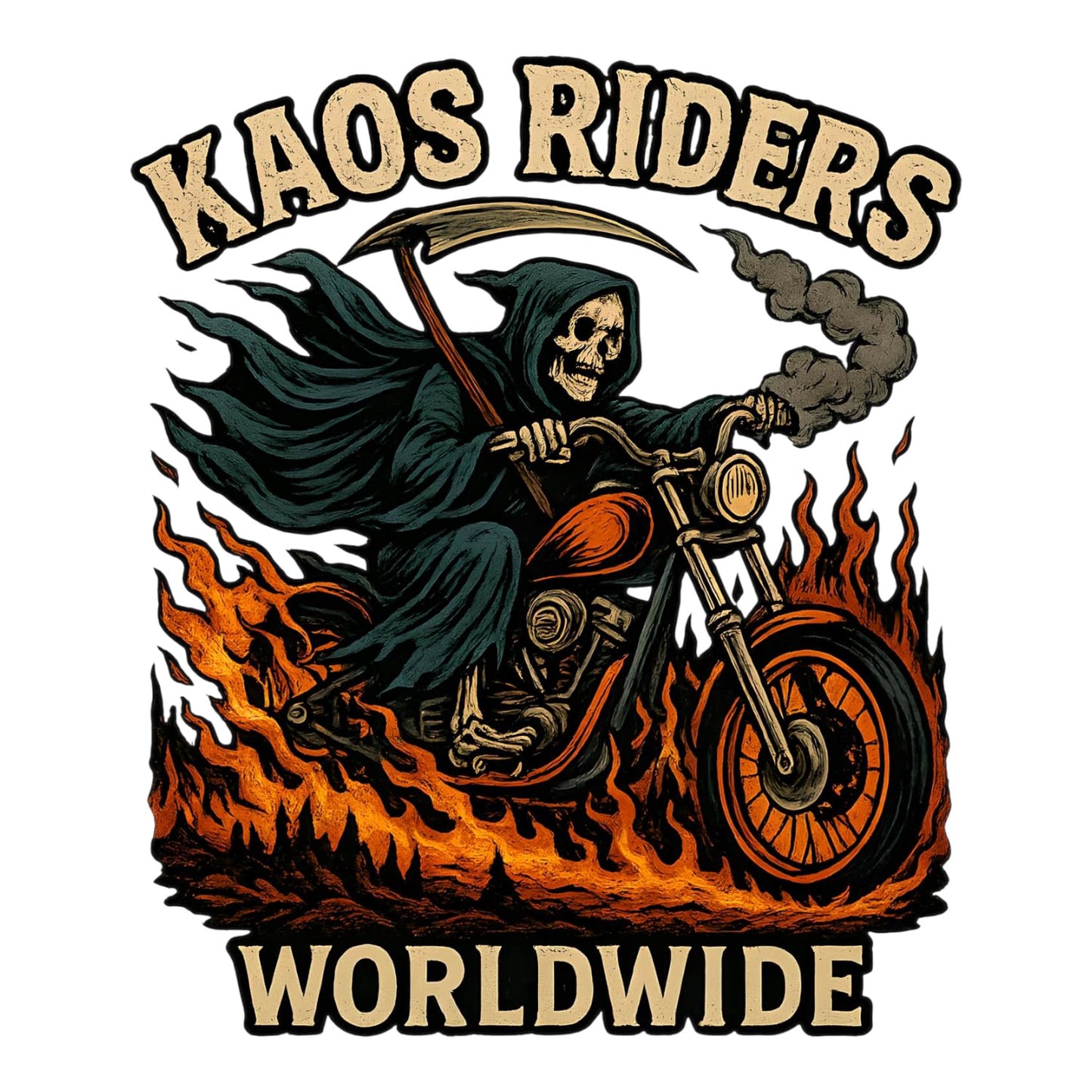 KAOS Riders Grim Reaper Biker T-Shirt D1 | KAOS CLOTHING