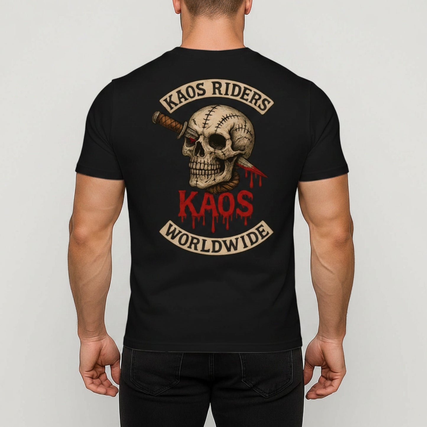 KAOS Riders Stabbed Skull Knife T-Shirt | KAOS CLOTHING D101