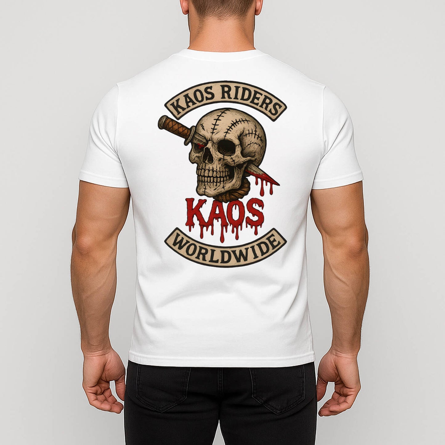 KAOS Riders Stabbed Skull Knife T-Shirt | KAOS CLOTHING D101