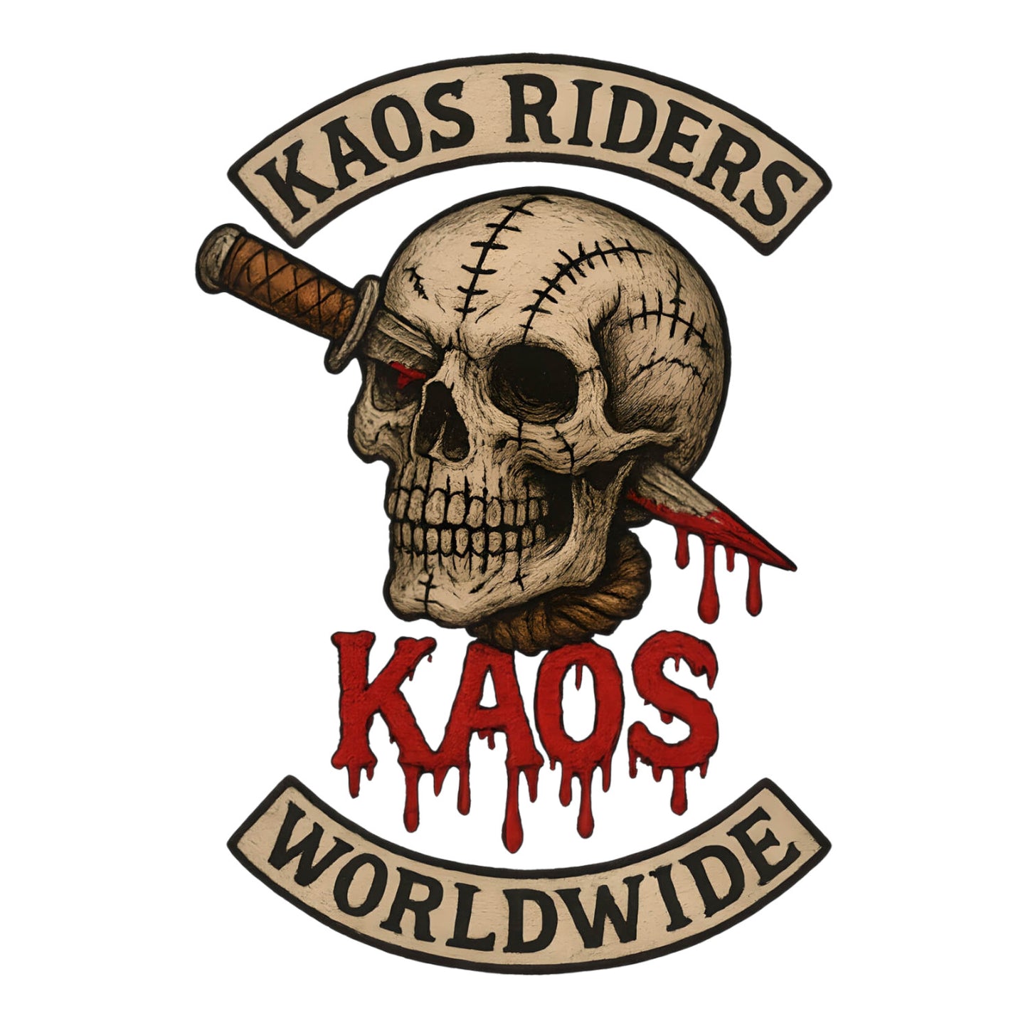 KAOS Riders Stabbed Skull Knife T-Shirt | KAOS CLOTHING D101