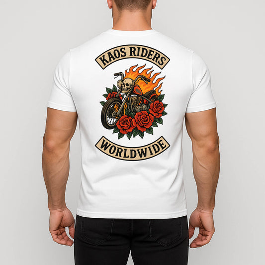KAOS Riders Flaming Skull Chopper T-Shirt | KAOS CLOTHING D105