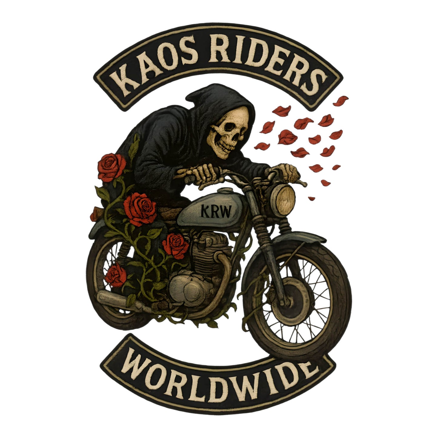 KAOS Riders Grim Reaper Rose Motorcycle T-Shirt | KAOS CLOTHING D108