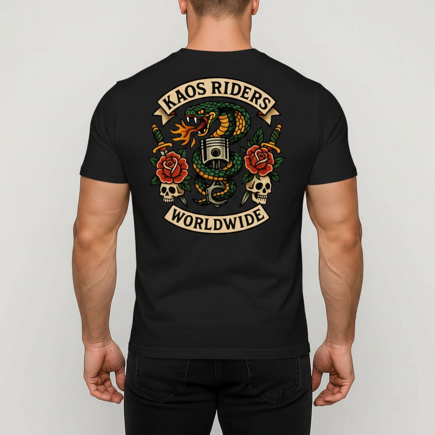 KAOS Riders Venom Snake Piston Biker T-Shirt | KAOS CLOTHING D11