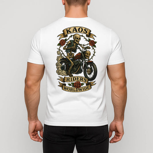 KAOS Riders Skeleton Chopper Roses T-Shirt | KAOS CLOTHING D111