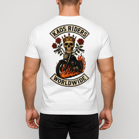 KAOS Riders Skull King Motorcycle Roses T-Shirt | KAOS CLOTHING D113