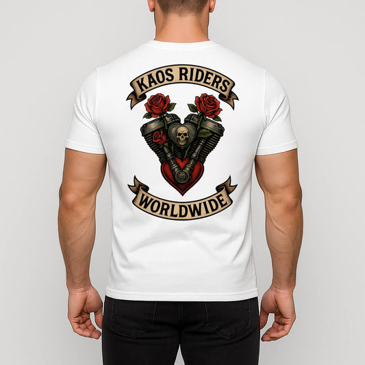 KAOS Riders V-Twin Engine Heart Roses T-Shirt | KAOS CLOTHING D119