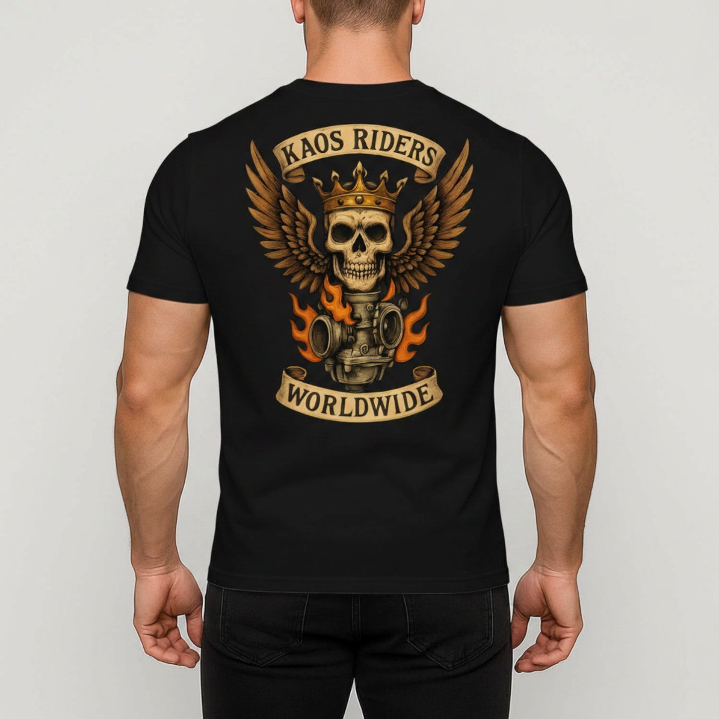 KAOS Riders Crowned Winged Skull Engine T-Shirt | KAOS CLOTHING D121
