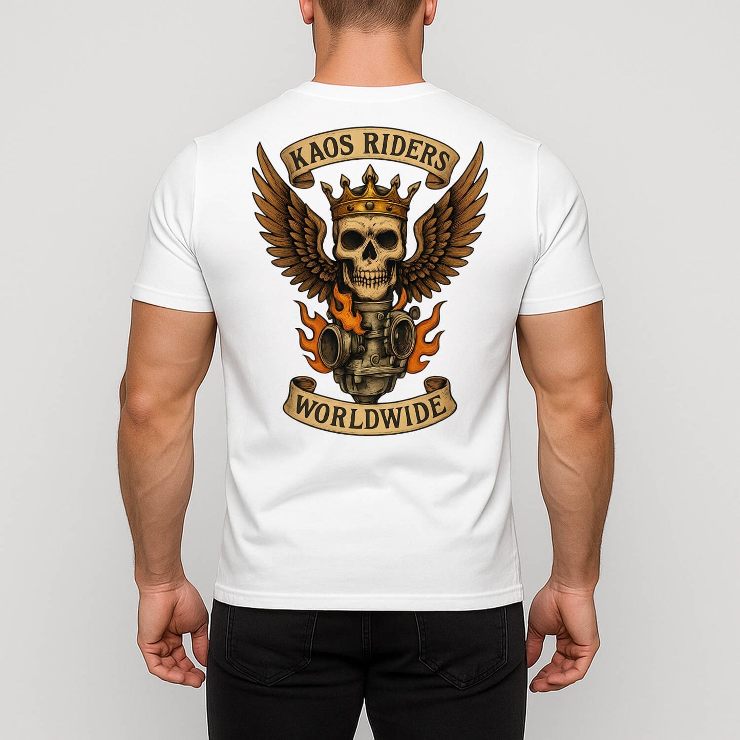 KAOS Riders Crowned Winged Skull Engine T-Shirt | KAOS CLOTHING D121