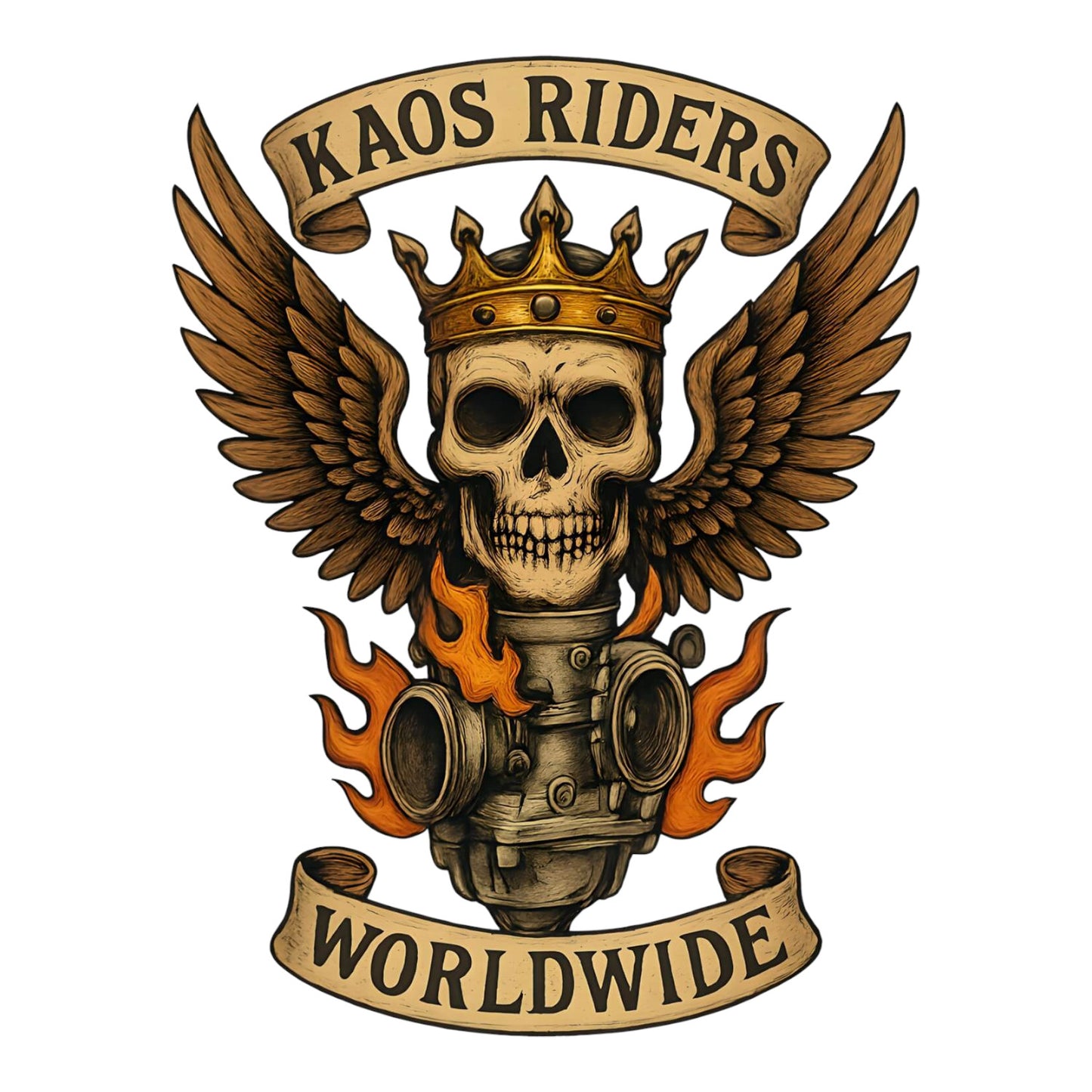 KAOS Riders Crowned Winged Skull Engine T-Shirt | KAOS CLOTHING D121