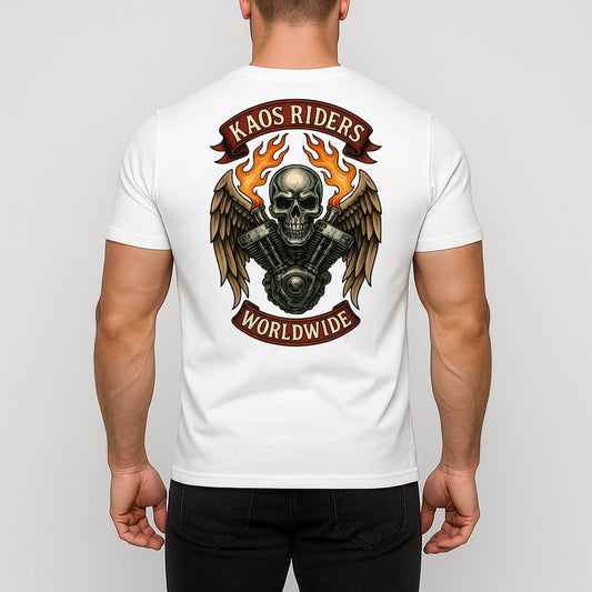 KAOS Riders Winged Skull V-Twin Engine T-Shirt | KAOS CLOTHING D125