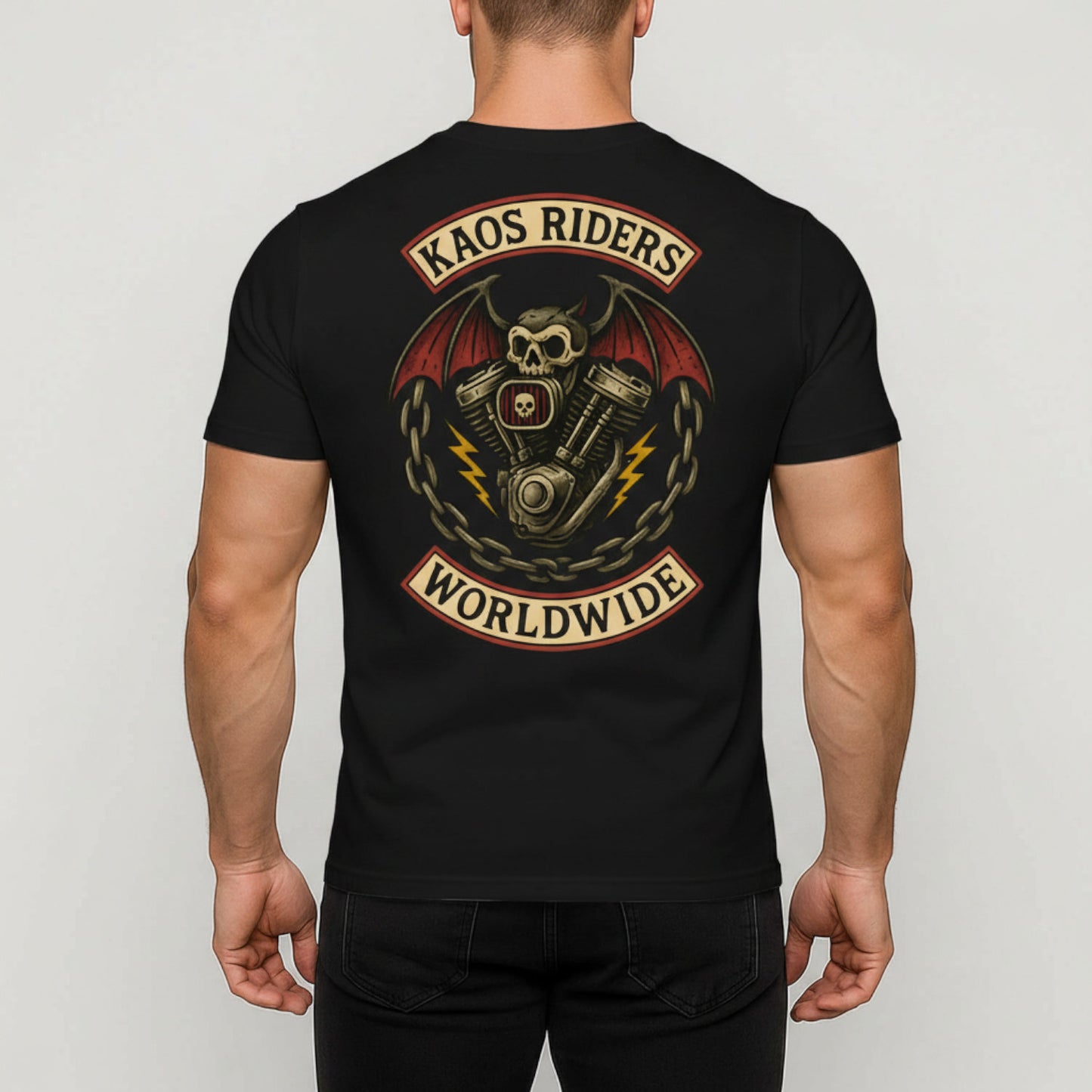 KAOS Riders Devil Skull Engine Chains T-Shirt | KAOS CLOTHING D127