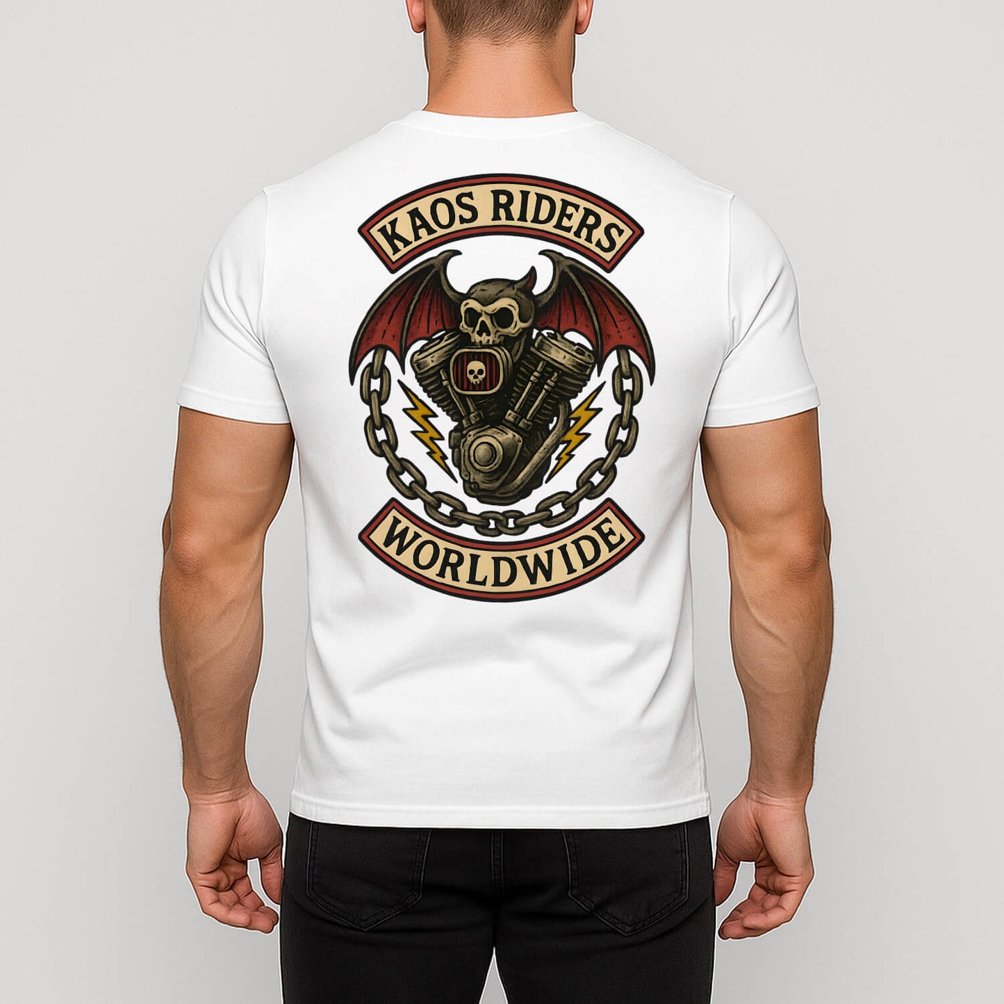 KAOS Riders Devil Skull Engine Chains T-Shirt | KAOS CLOTHING D127