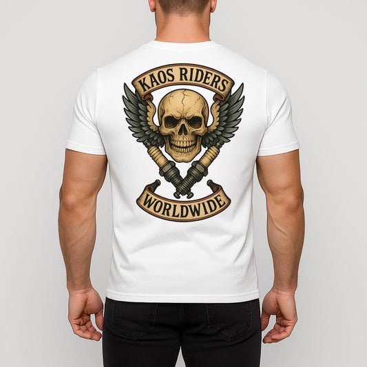 KAOS Riders Winged Skull Spark Plug T-Shirt | KAOS CLOTHING D129