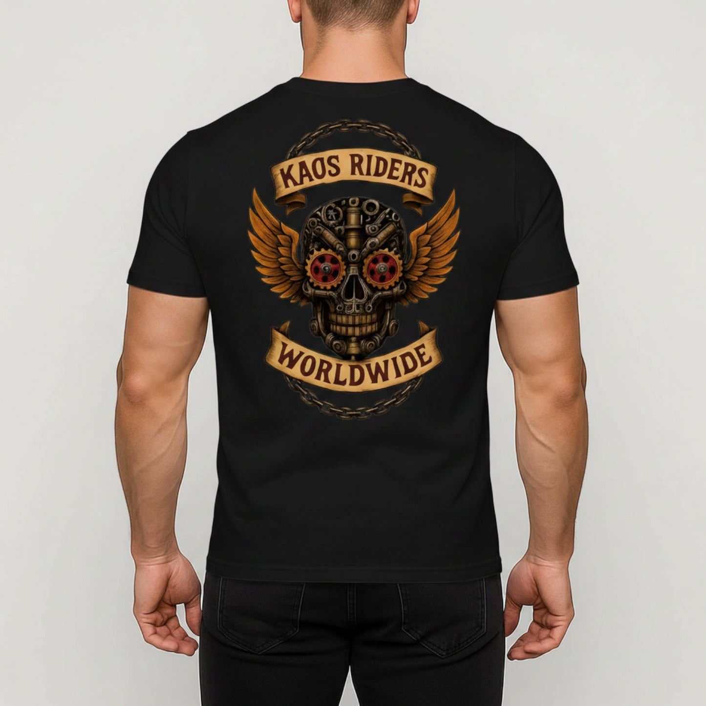 KAOS Riders Mechanical Winged Skull T-Shirt | KAOS CLOTHING D131