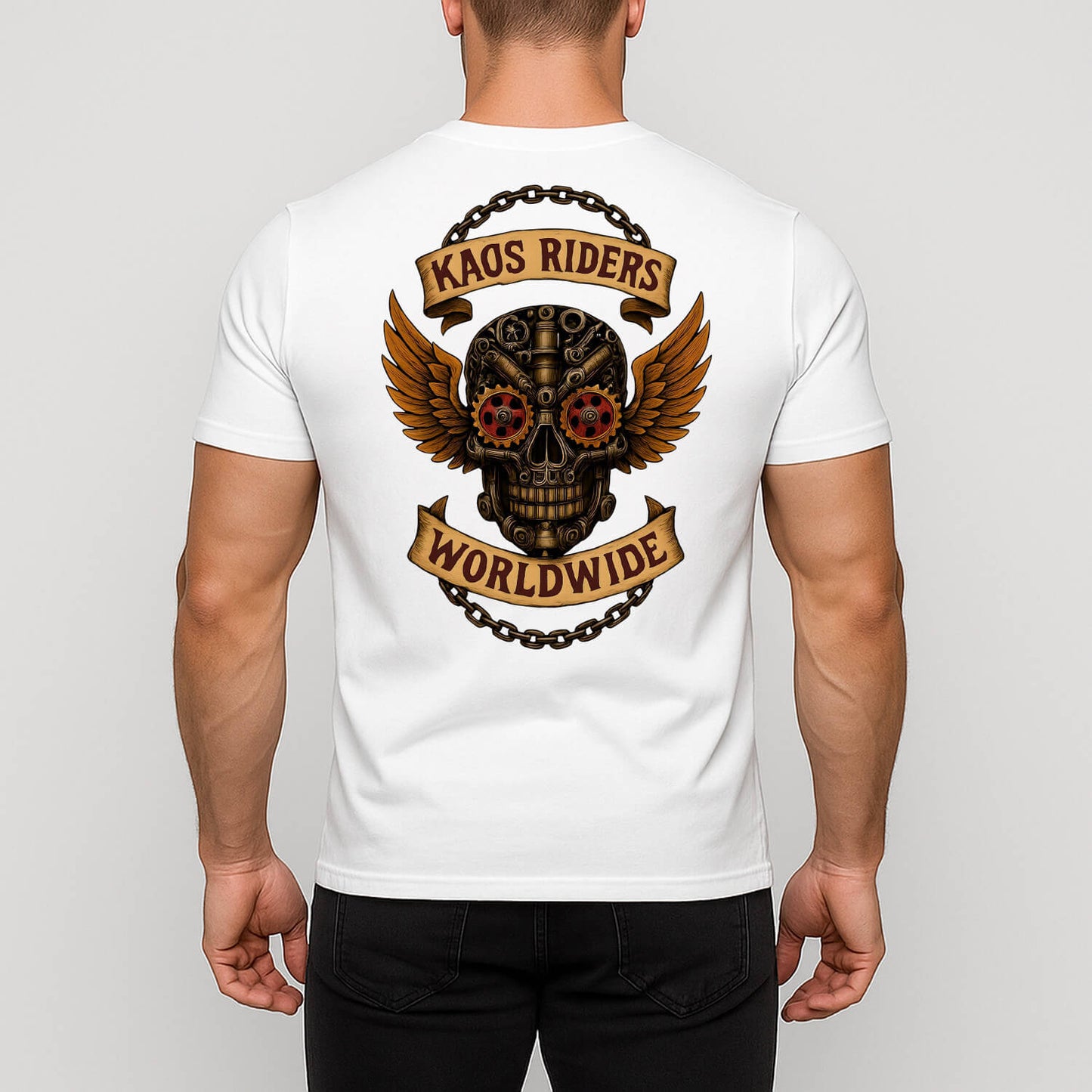 KAOS Riders Mechanical Winged Skull T-Shirt | KAOS CLOTHING D131