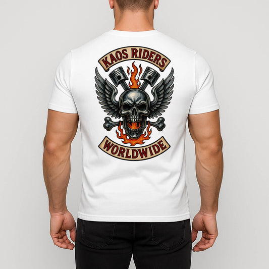 KAOS Riders Chrome Skull Pistons T-Shirt | KAOS CLOTHING D135
