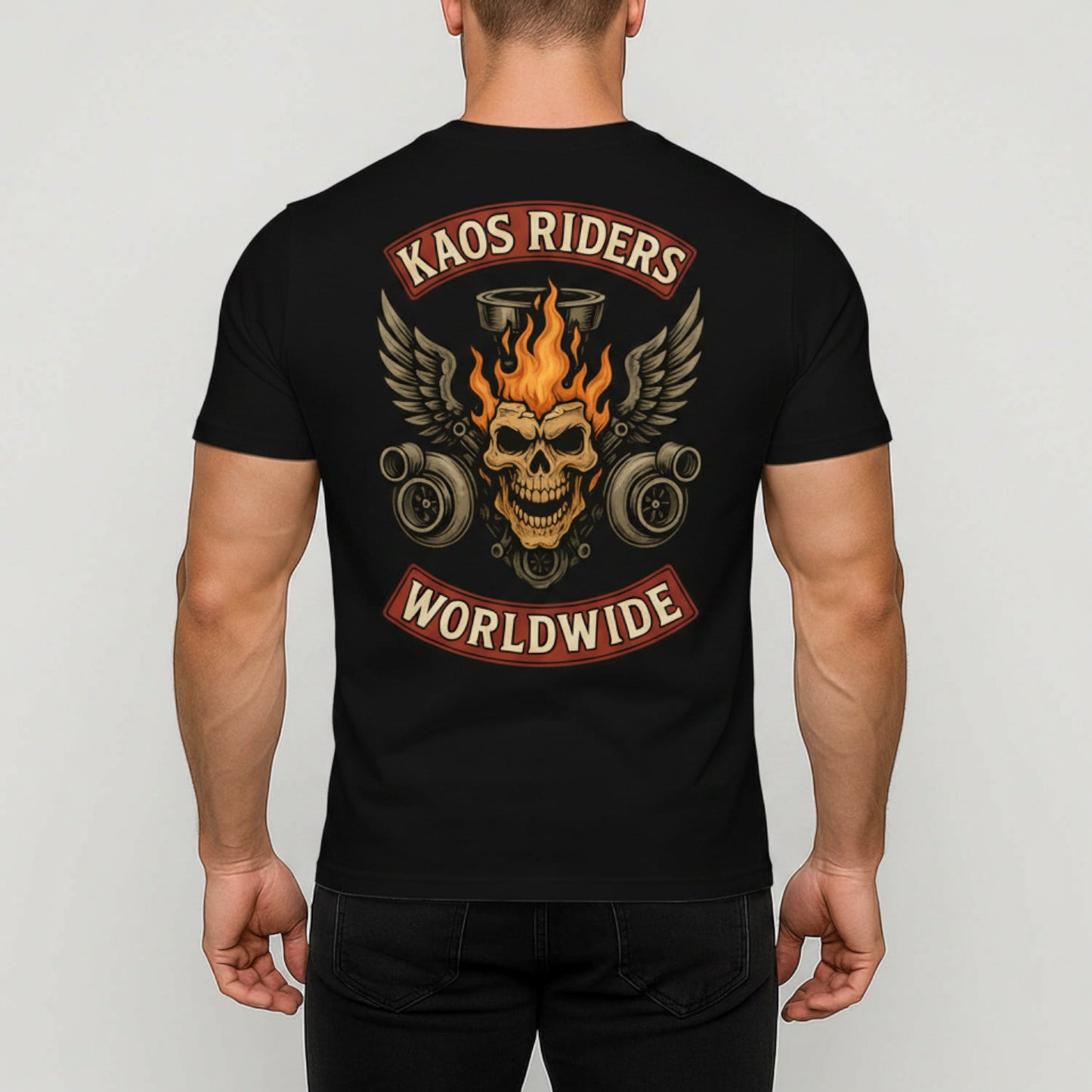 KAOS Riders Winged Skull Spark Plug T-Shirt | KAOS CLOTHING D136