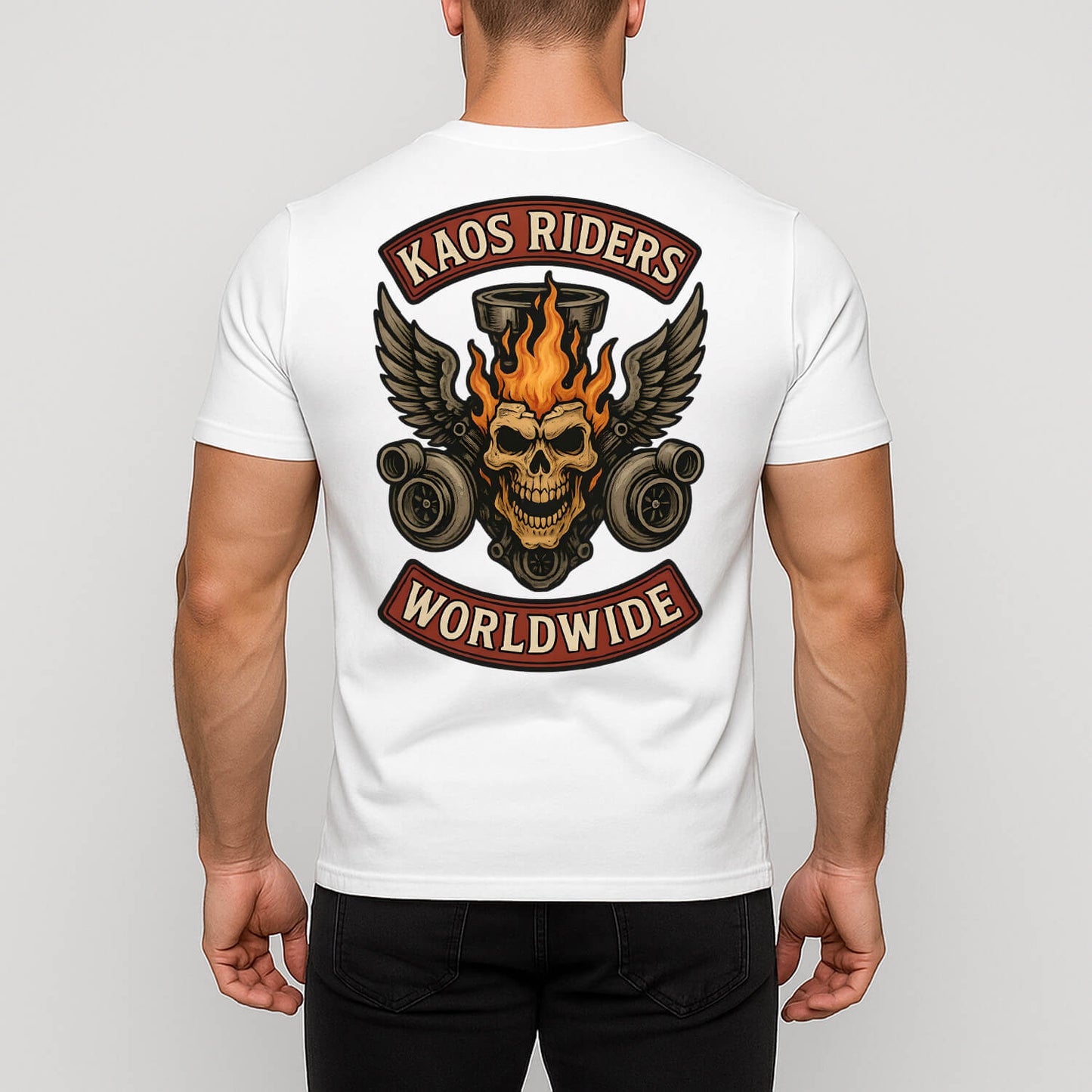 KAOS Riders Winged Skull Spark Plug T-Shirt | KAOS CLOTHING D136