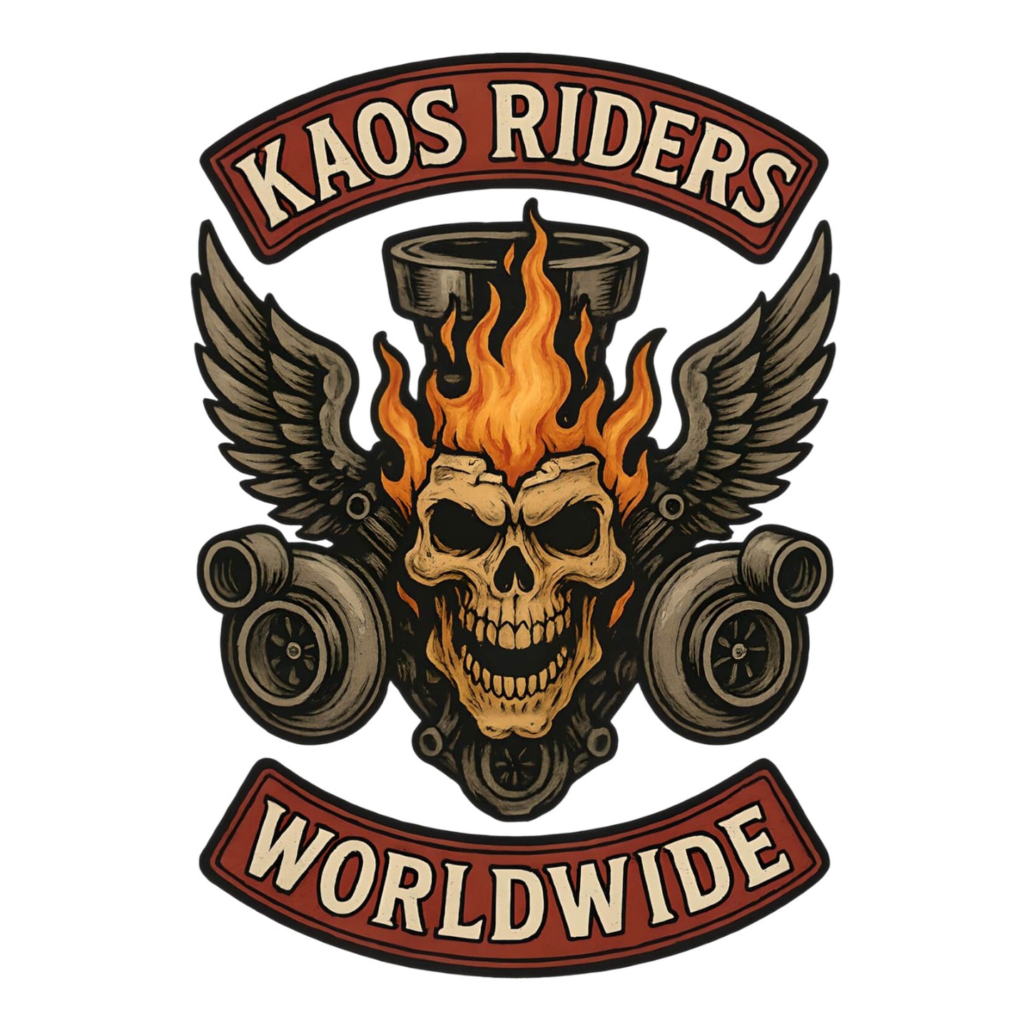 KAOS Riders Winged Skull Spark Plug T-Shirt | KAOS CLOTHING D136