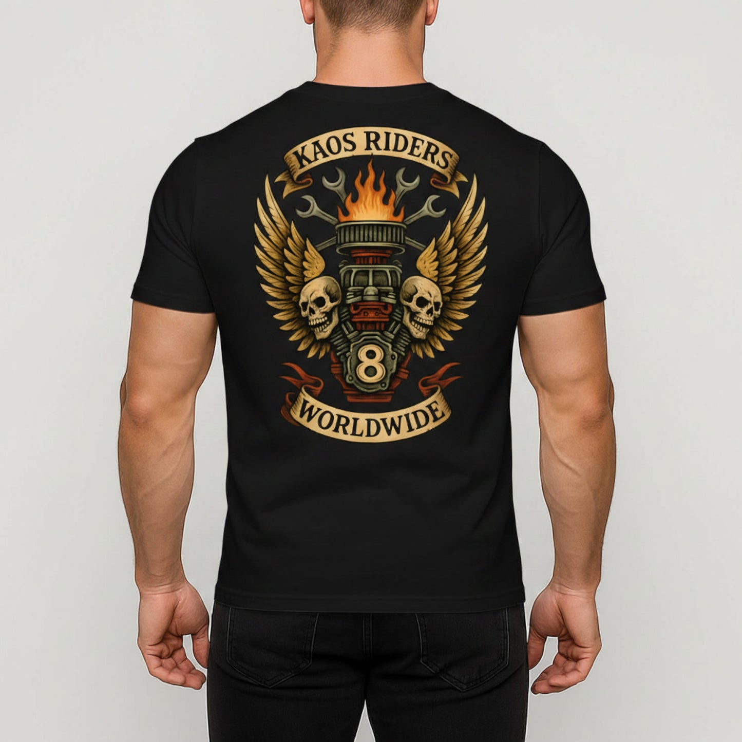 KAOS Riders Mechanical Skull Wings T-Shirt | KAOS CLOTHING D137