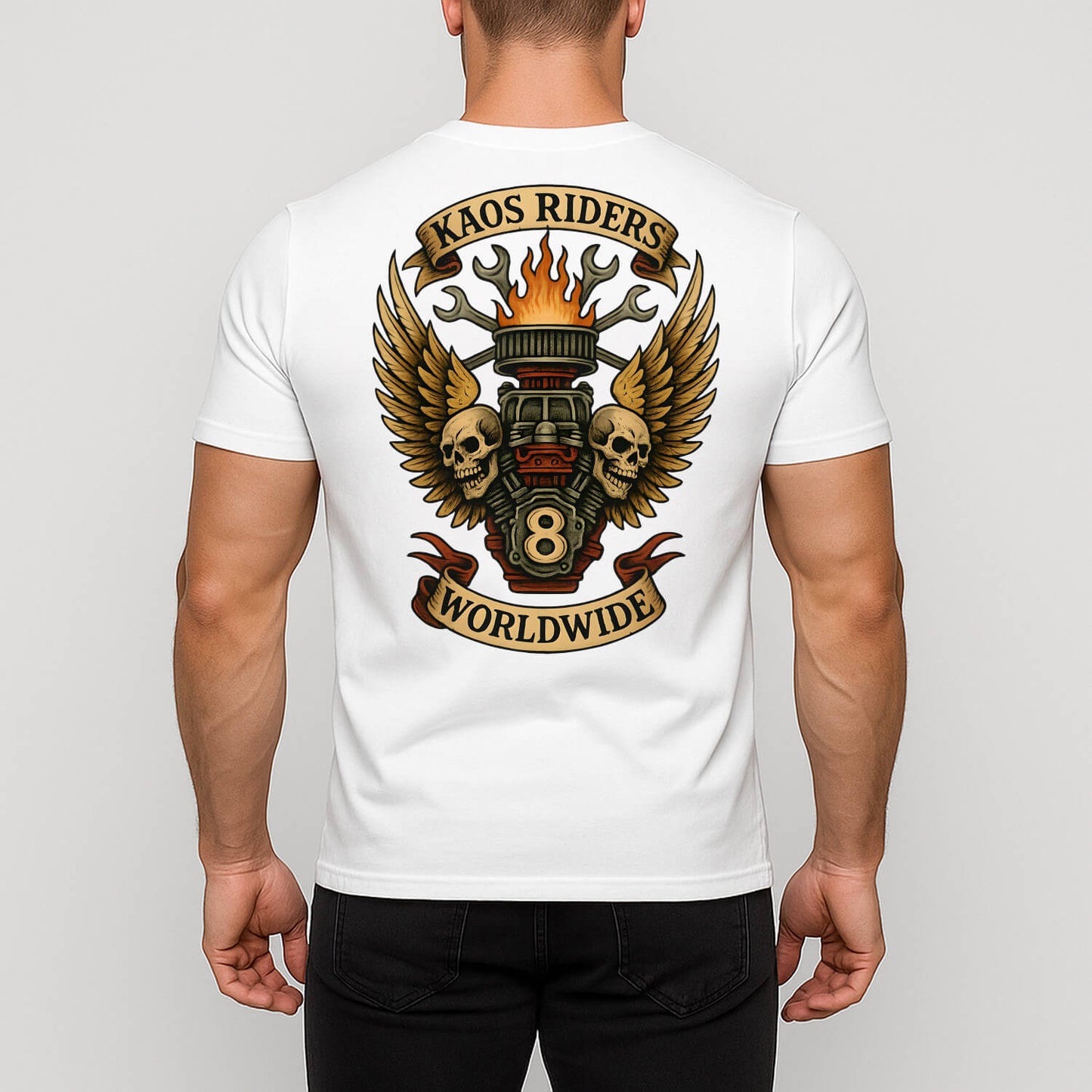 KAOS Riders Mechanical Skull Wings T-Shirt | KAOS CLOTHING D137