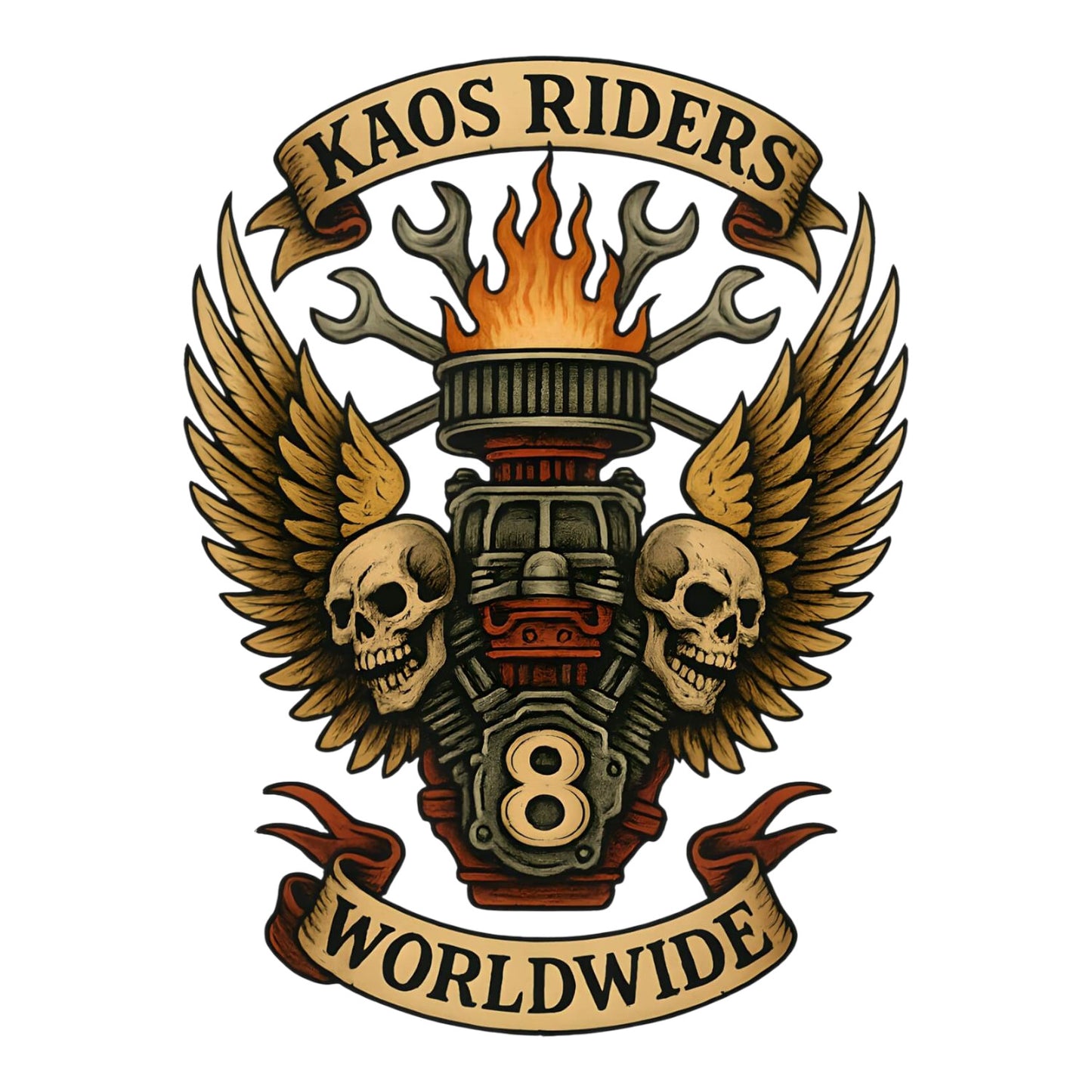 KAOS Riders Mechanical Skull Wings T-Shirt | KAOS CLOTHING D137