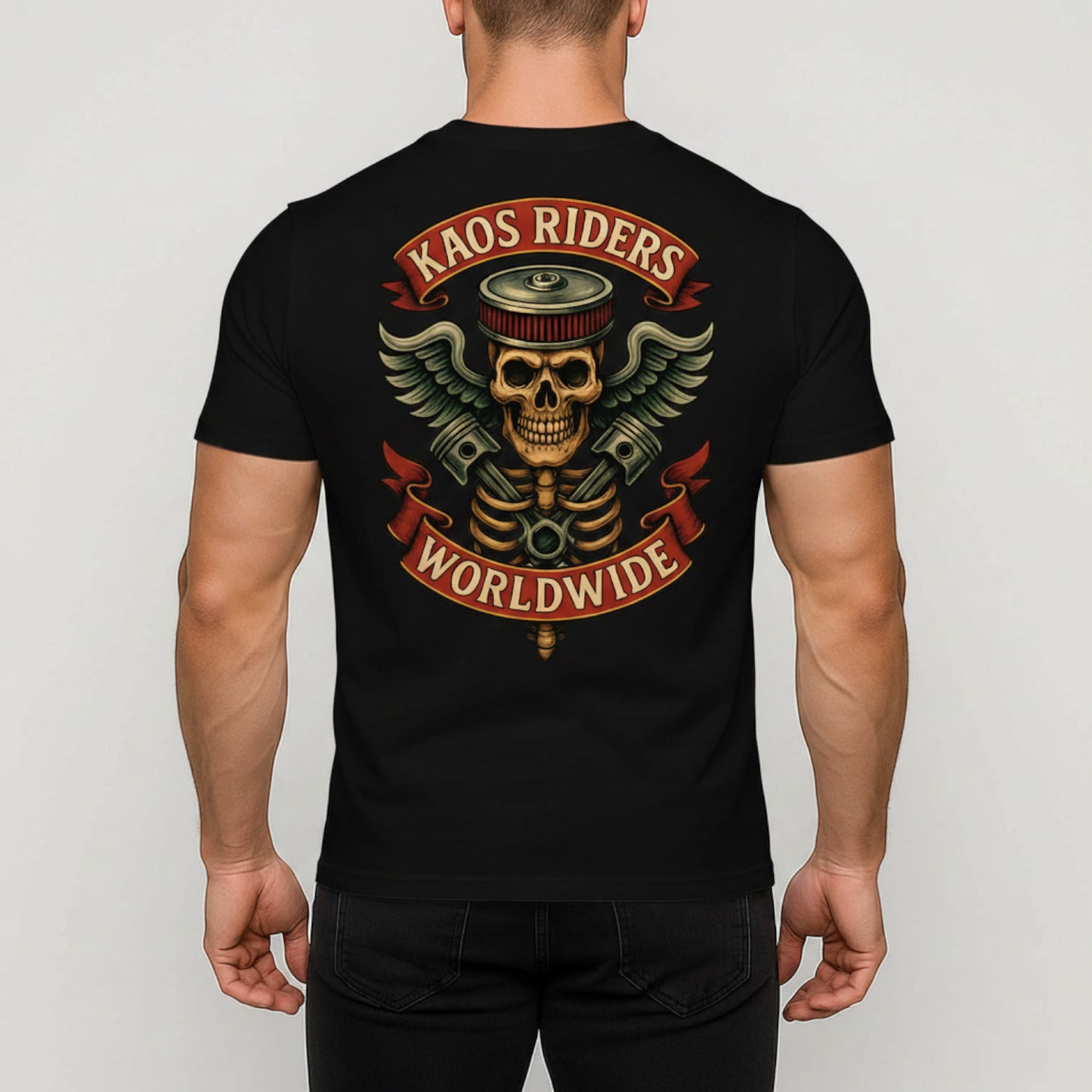 KAOS Riders Flaming Skeleton Engine Heart T-Shirt | KAOS CLOTHING D138