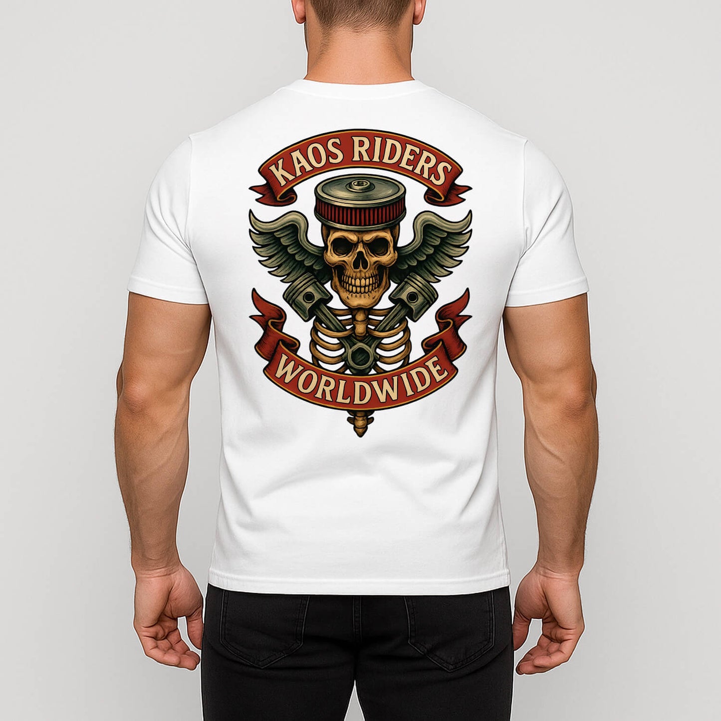 KAOS Riders Flaming Skeleton Engine Heart T-Shirt | KAOS CLOTHING D138