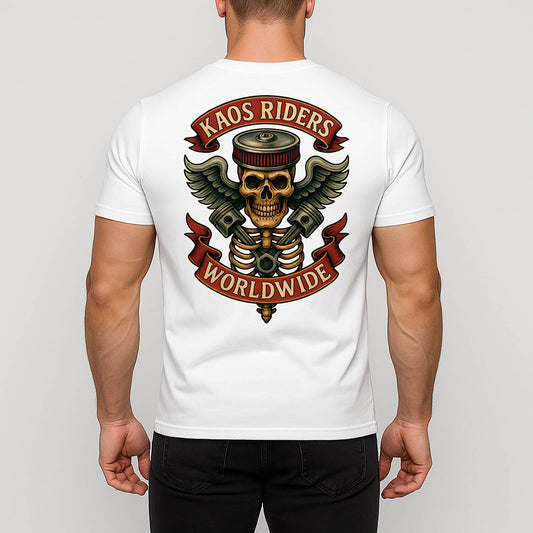 KAOS Riders Flaming Skeleton Engine Heart T-Shirt | KAOS CLOTHING D138