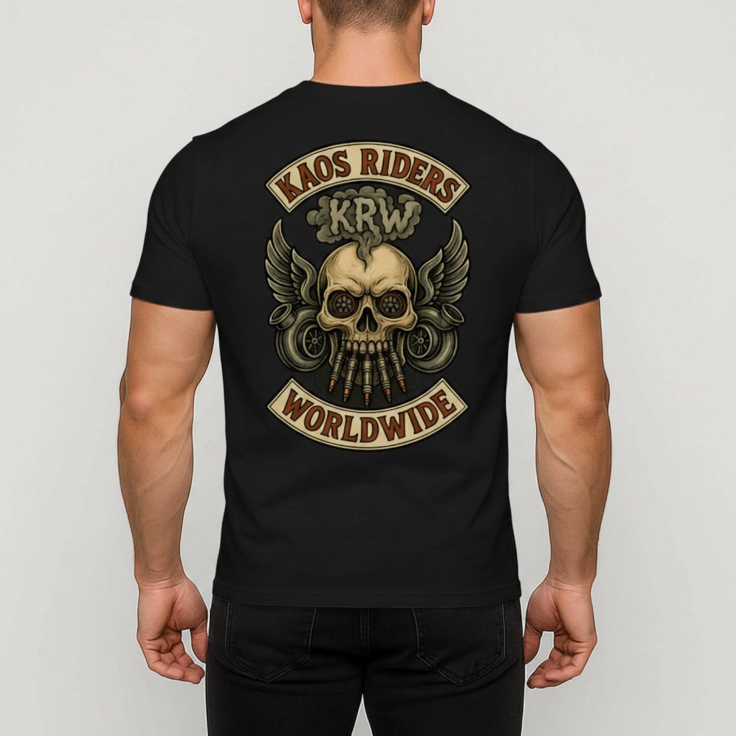 KAOS Riders Chrome Skull Pistons T-Shirt | KAOS CLOTHING D141