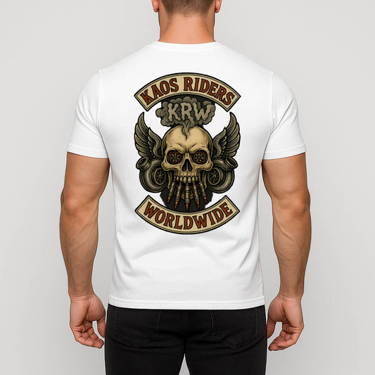 KAOS Riders Chrome Skull Pistons T-Shirt | KAOS CLOTHING D141