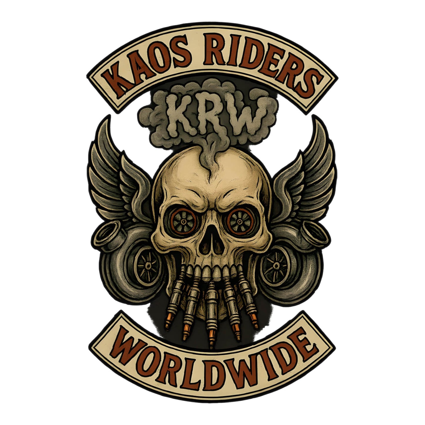 KAOS Riders Chrome Skull Pistons T-Shirt | KAOS CLOTHING D141