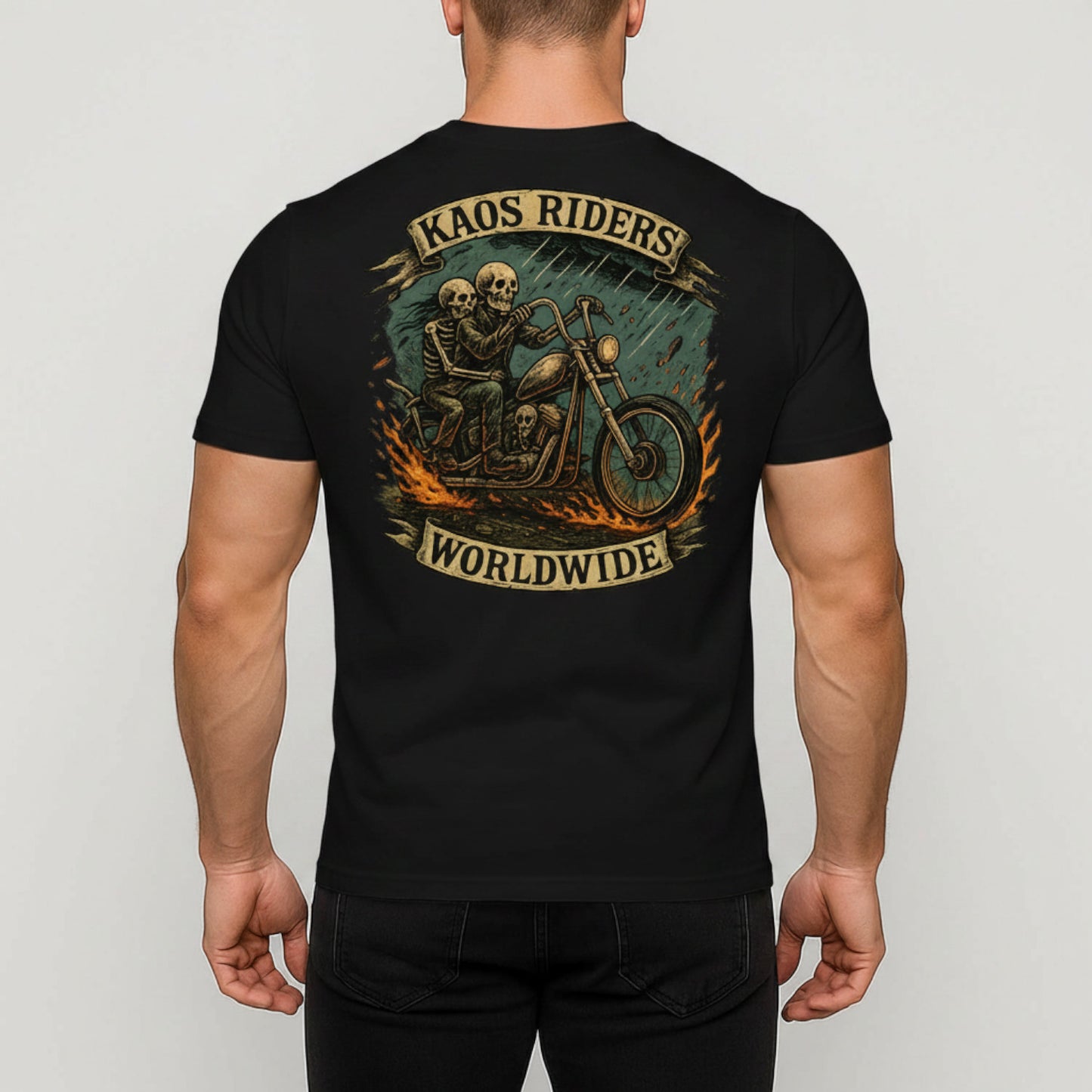 KAOS Riders Skeleton Chopper Motorcycle T-Shirt | KAOS CLOTHING D16