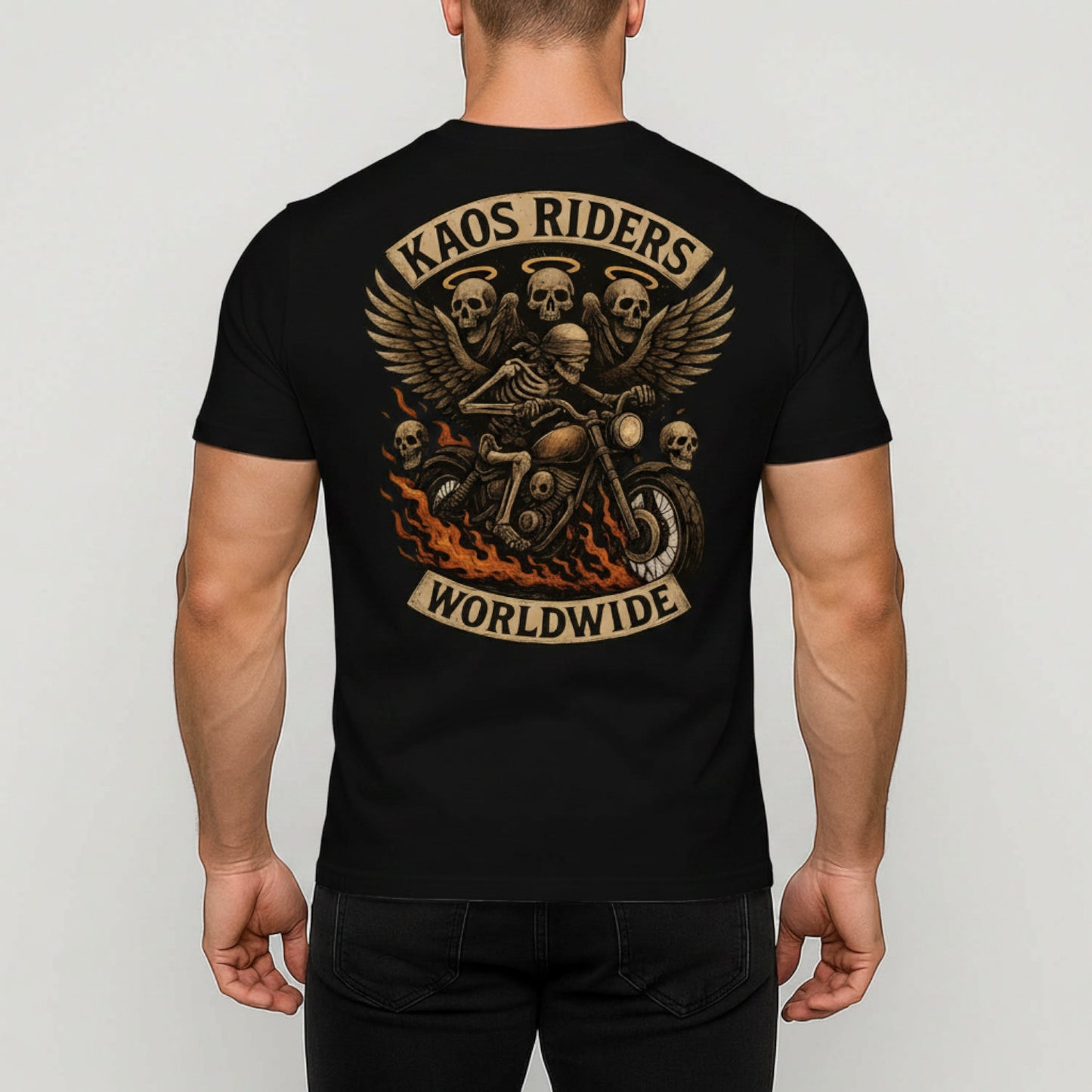 KAOS Riders Winged Skeleton Motorcycle T-Shirt | KAOS CLOTHING D21