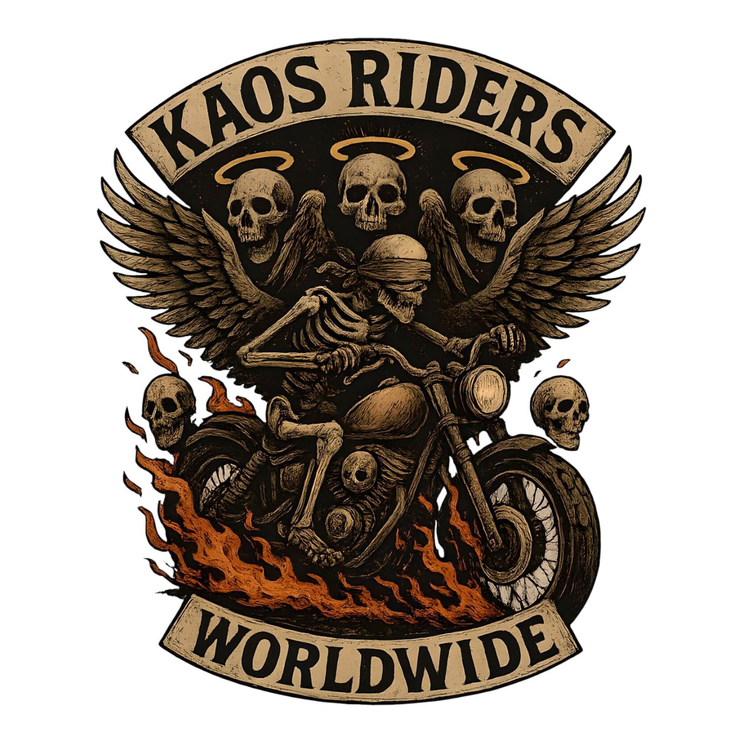 KAOS Riders Winged Skeleton Motorcycle T-Shirt | KAOS CLOTHING D21