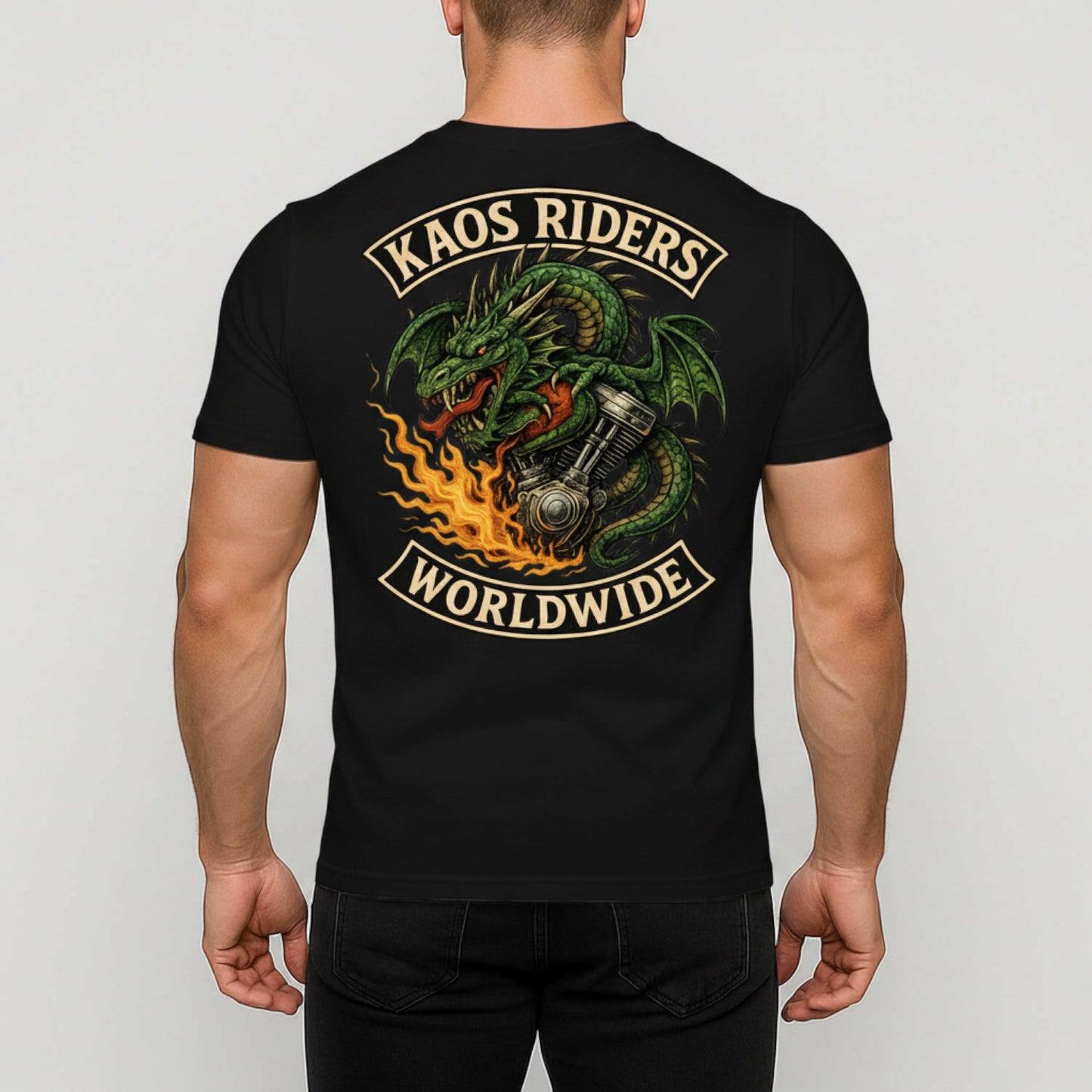 KAOS Riders Green Dragon Motorcycle Engine T-Shirt | KAOS CLOTHING D24