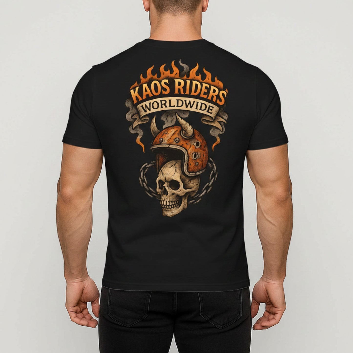 KAOS Riders Horned Skull Motorcycle Helmet T-Shirt | KAOS CLOTHING D25