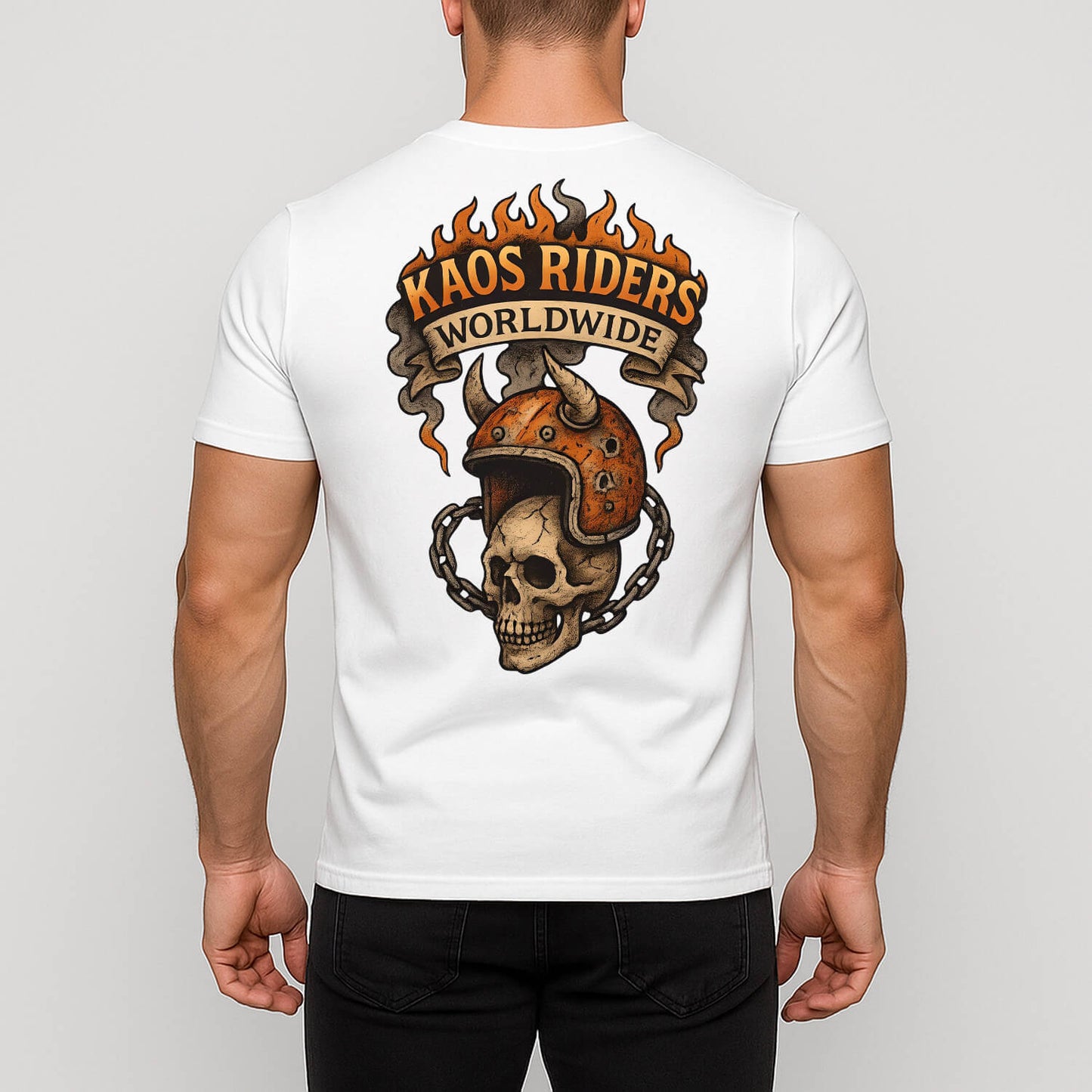 KAOS Riders Horned Skull Motorcycle Helmet T-Shirt | KAOS CLOTHING D25