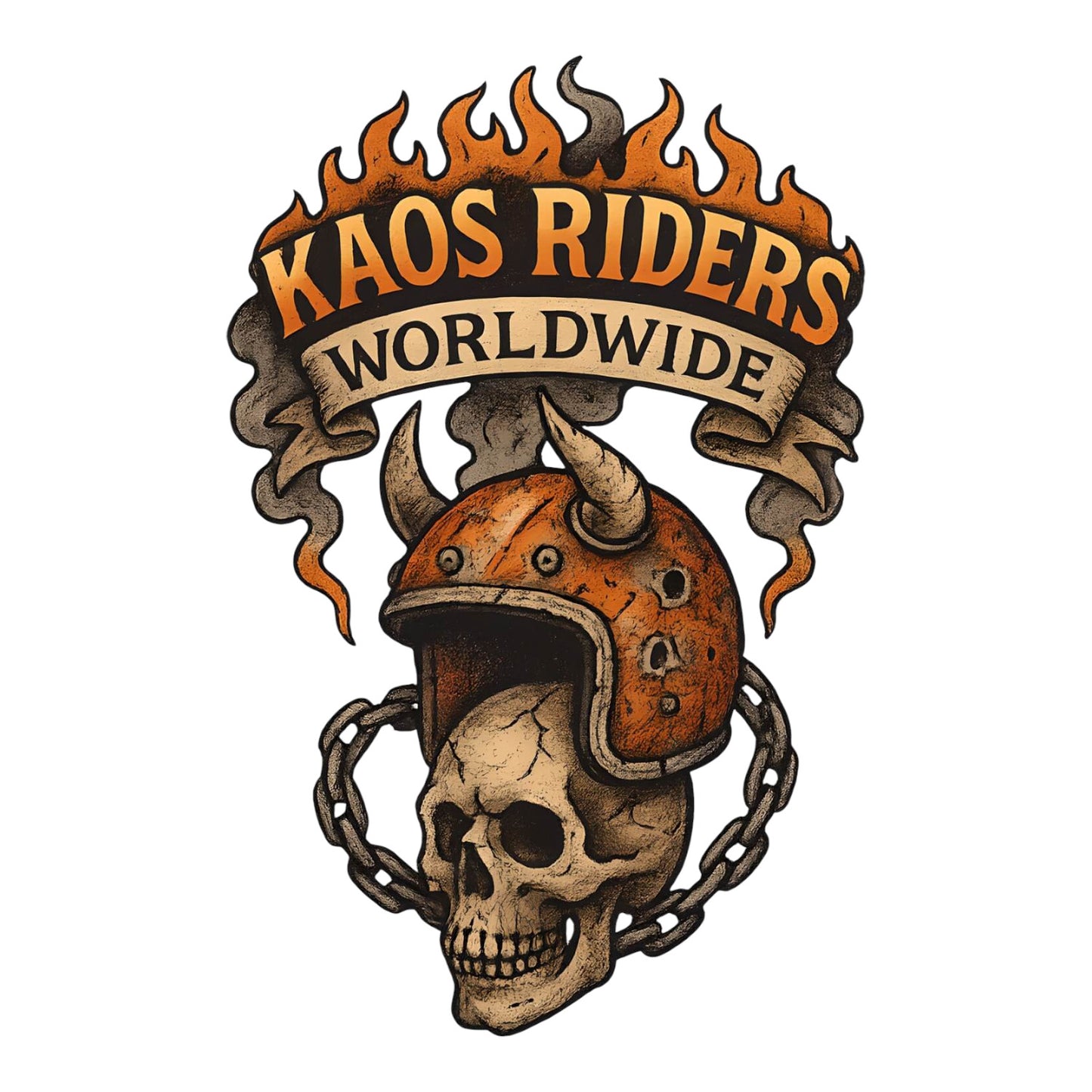 KAOS Riders Horned Skull Motorcycle Helmet T-Shirt | KAOS CLOTHING D25