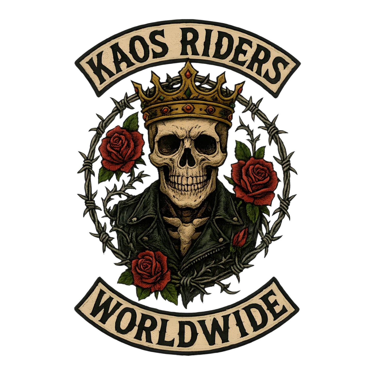 KAOS Riders Skull King Barbed Wire T-Shirt | KAOS CLOTHING D29