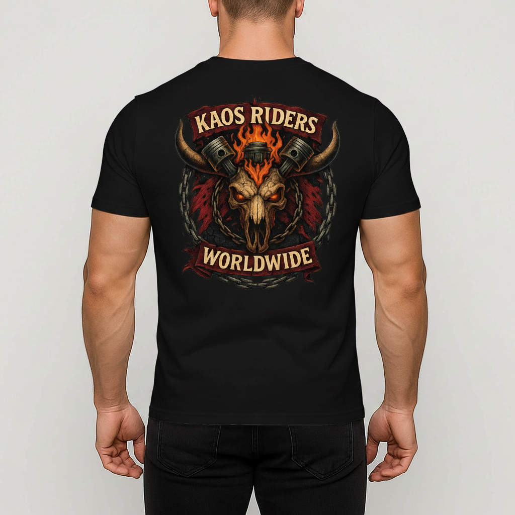 KAOS Riders Hellfire Bull Skull T-Shirt | KAOS CLOTHING D3