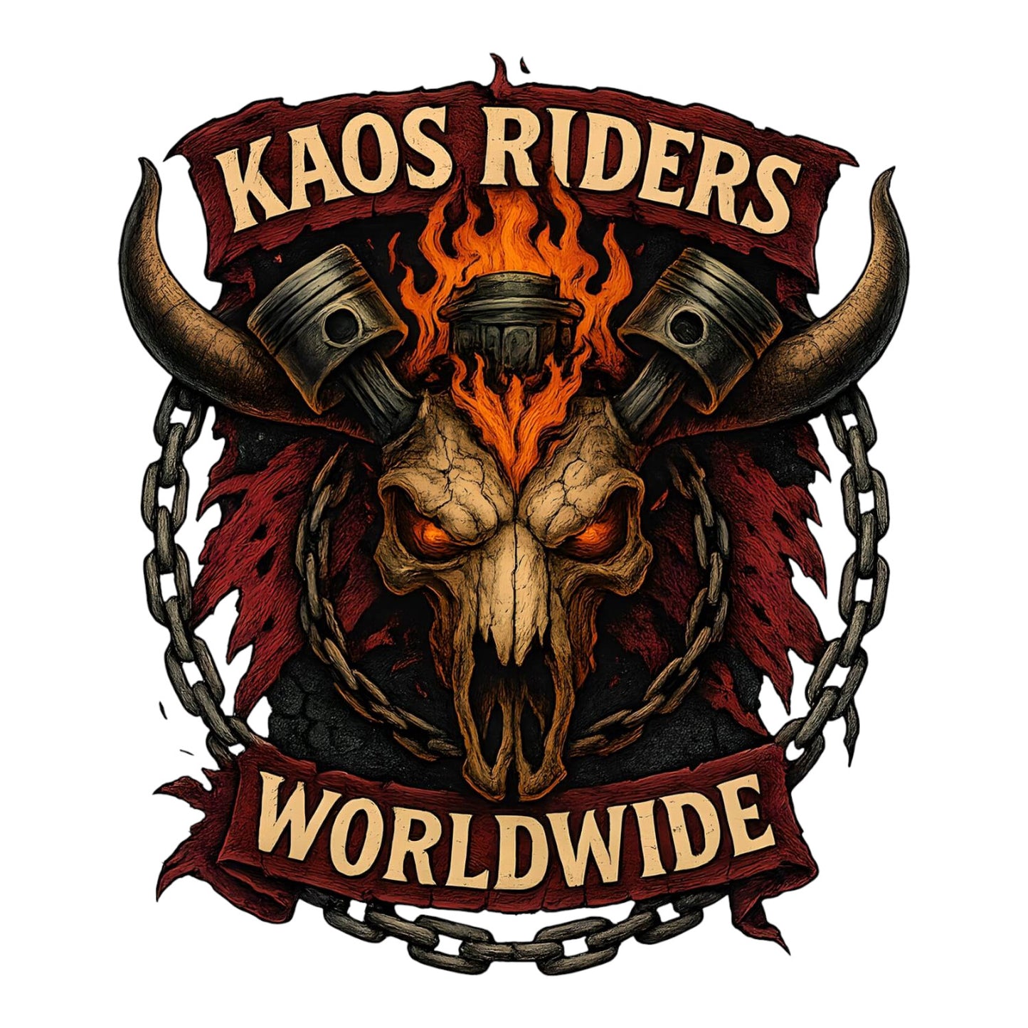 KAOS Riders Hellfire Bull Skull T-Shirt | KAOS CLOTHING D3