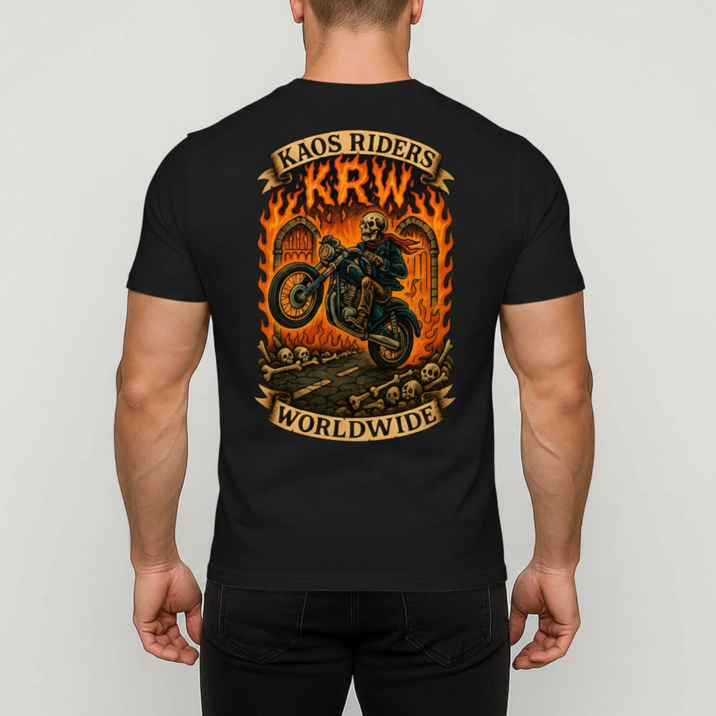 KAOS Riders Skeleton Wheelie Motorcycle T-Shirt | KAOS CLOTHING D42