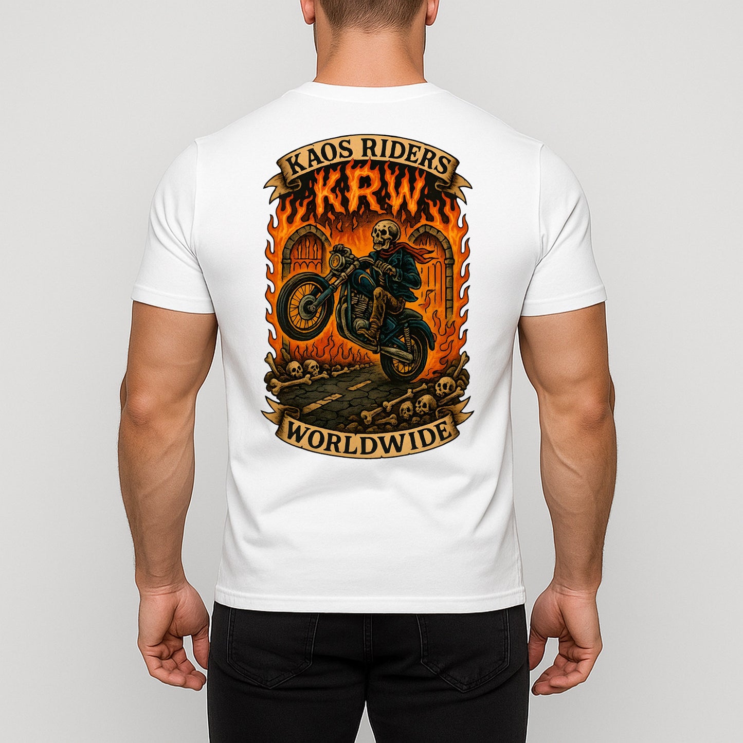 KAOS Riders Skeleton Wheelie Motorcycle T-Shirt | KAOS CLOTHING D42