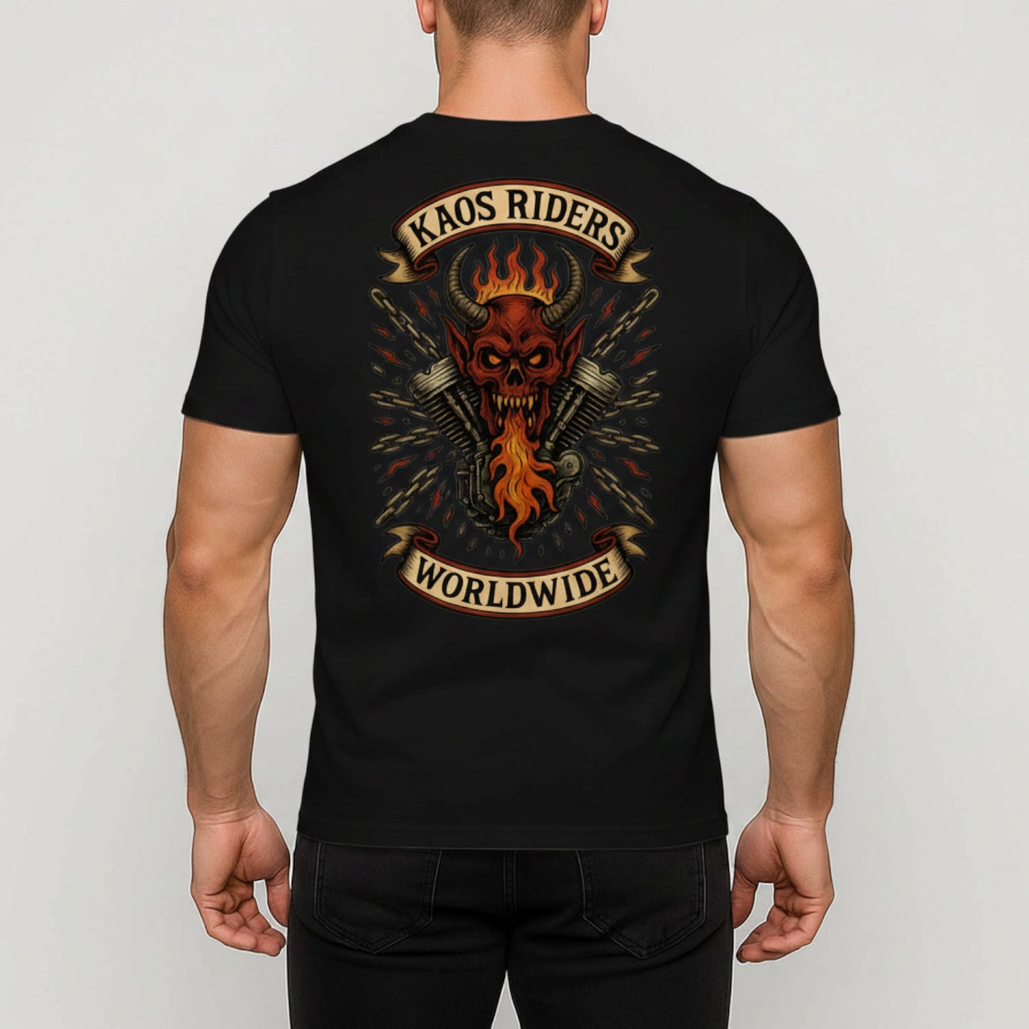 KAOS Riders Devil Skull Engine Biker T-Shirt | KAOS CLOTHING D43