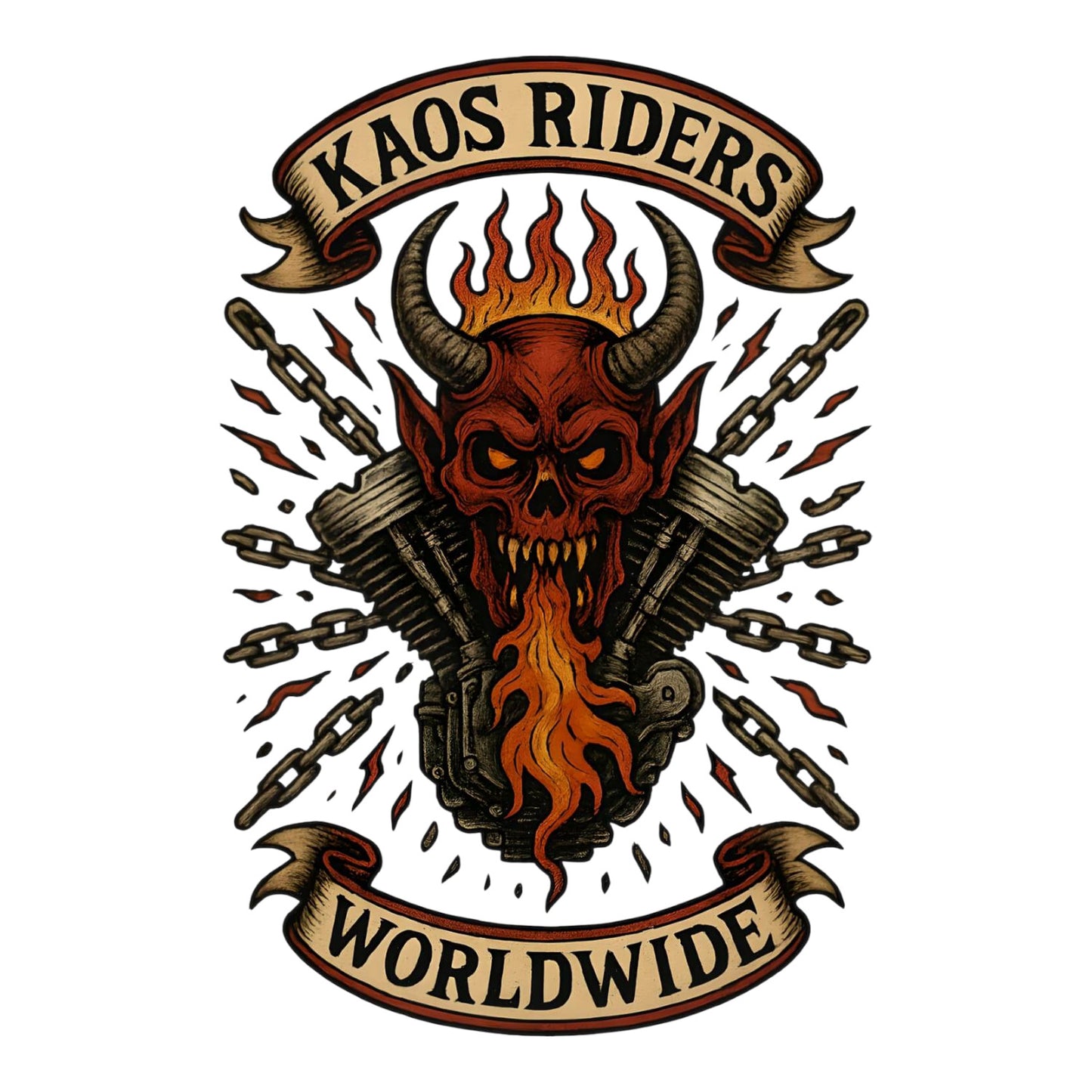 KAOS Riders Devil Skull Engine Biker T-Shirt | KAOS CLOTHING D43