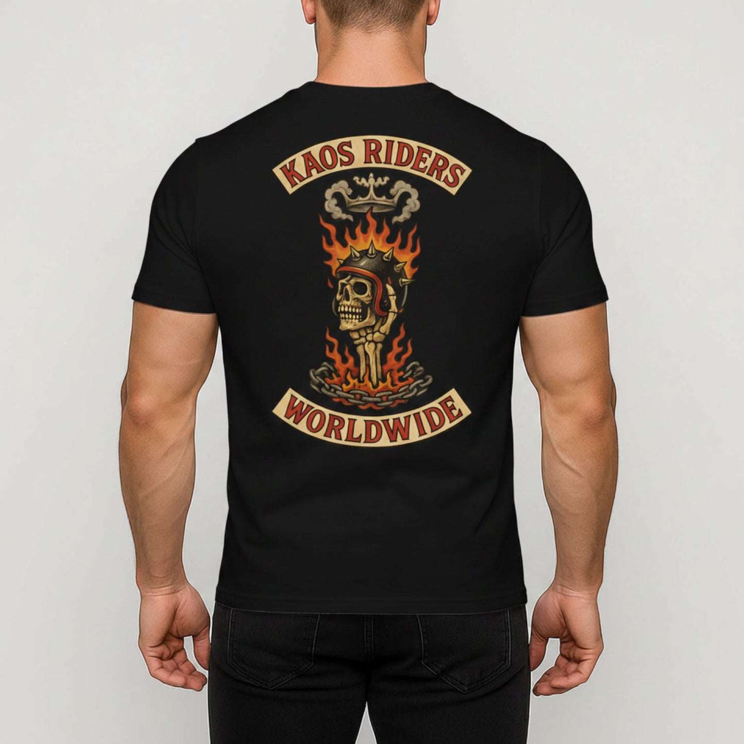 KAOS Riders Spiked Helmet Skull Biker T-Shirt | KAOS CLOTHING D46